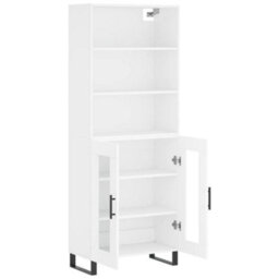 Berkfield Highboard White 69.5X34X180 Cm Engineered Wood - thumbnail 4