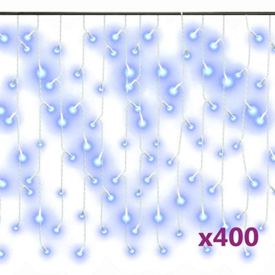Berkfield Decorative Led Curtain Icicle Lights 10M 400 Led Blue 8 Function - image 1