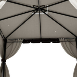 Living And Home 13 X 13Ft Tiered Roof Metal Frame Patio Gazebo With Beige Curtains - thumbnail 8