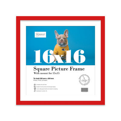 "16X16"" Red Picture Frame - 16X16"" Square Frame With 15X15"" Mount For 16X16""/15X15"" Pictures Luxurious Style Thin Edge, 1 Pack" - image 1