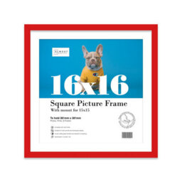 "16X16"" Red Picture Frame - 16X16"" Square Frame With 15X15"" Mount For 16X16""/15X15"" Pictures Luxurious Style Thin Edge, 1 Pack" - thumbnail 1