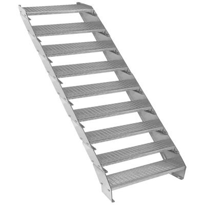 MonsterShop Height Adjustable Metal Staircase 9 Steps - 900mm Wide - image 1