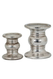 Silver Punch Faced Ceramic Candle Holder Large, Hammered Finish - thumbnail 5