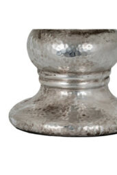 Silver Punch Faced Ceramic Candle Holder Large, Hammered Finish - thumbnail 3