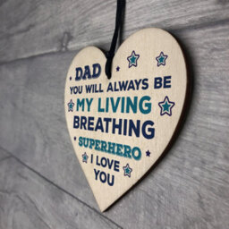 Red Ocean Superhero Dad Wooden Heart Gift For Birthday Fathers Day Novelty Gift For Dad Gift For Him - thumbnail 7