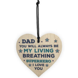 Red Ocean Superhero Dad Wooden Heart Gift For Birthday Fathers Day Novelty Gift For Dad Gift For Him - thumbnail 5