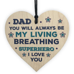 Red Ocean Superhero Dad Wooden Heart Gift For Birthday Fathers Day Novelty Gift For Dad Gift For Him - thumbnail 1