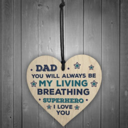 Red Ocean Superhero Dad Wooden Heart Gift For Birthday Fathers Day Novelty Gift For Dad Gift For Him - thumbnail 2