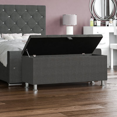 Lassic Vida Designs Valencia Storage Ottoman Dark Grey Linen Storage Ukfr Bench Chest Bedroom Living Room  - image 1