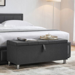 Lassic Vida Designs Valencia Storage Ottoman Dark Grey Linen Storage Ukfr Bench Chest Bedroom Living Room  - thumbnail 2
