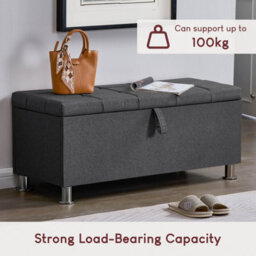 Lassic Vida Designs Valencia Storage Ottoman Dark Grey Linen Storage Ukfr Bench Chest Bedroom Living Room  - thumbnail 7