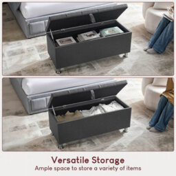 Lassic Vida Designs Valencia Storage Ottoman Dark Grey Linen Storage Ukfr Bench Chest Bedroom Living Room  - thumbnail 4