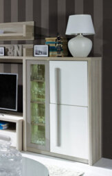 Arte Roma Rom2 Display Cabinet In Elm, White Gloss & Grey Matt - W900mm H1300mm D430mm, Sleek And Minimalist