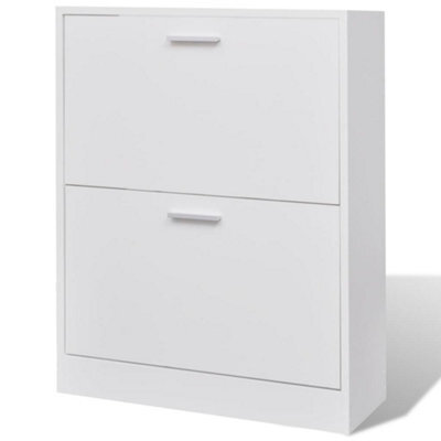 Berkfield Stylish White Wooden Shoe Cabinet With 2 Compartments - image 1