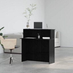 Berkfield Durable Reception Desk Black 100X50X103.5 Cm Engineered Wood - thumbnail 4