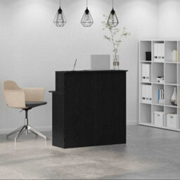 Berkfield Durable Reception Desk Black 100X50X103.5 Cm Engineered Wood - thumbnail 3