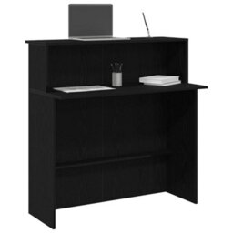 Berkfield Durable Reception Desk Black 100X50X103.5 Cm Engineered Wood - thumbnail 2