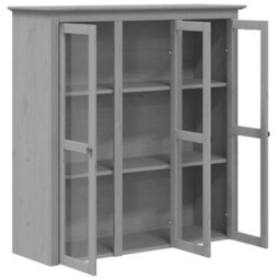 Berkfield Cabinet With Glass Doors Bodo Grey Solid Wood Pine - thumbnail 4