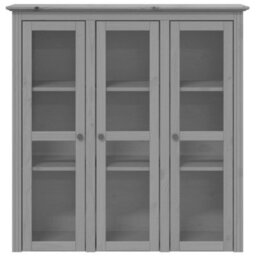 Berkfield Cabinet With Glass Doors Bodo Grey Solid Wood Pine - thumbnail 3