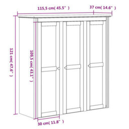 Berkfield Cabinet With Glass Doors Bodo Grey Solid Wood Pine - thumbnail 8