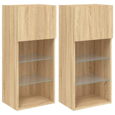 Berkfield Durable Tv Cabinets With Led Lights 2 Pcs Sonoma Oak 40.5X30X90 Cm - image 1