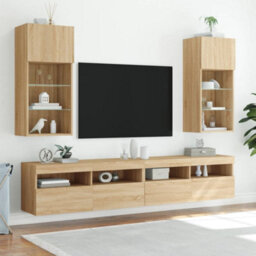 Berkfield Durable Tv Cabinets With Led Lights 2 Pcs Sonoma Oak 40.5X30X90 Cm - thumbnail 3