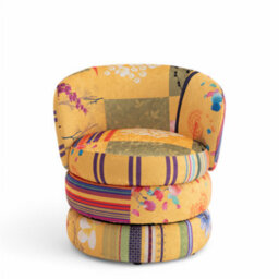 Accent Swivel Chair In Gold Patchwork Fabric - thumbnail 4