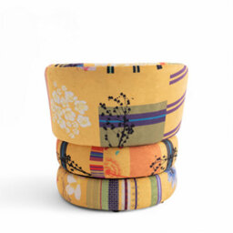 Accent Swivel Chair In Gold Patchwork Fabric - thumbnail 6