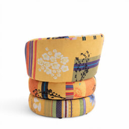 Accent Swivel Chair In Gold Patchwork Fabric - thumbnail 7