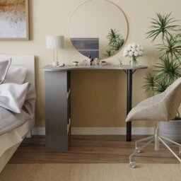 Urbn-Living Urbnliving 100Cm Length Grey Wooden Computer Corner Desk Bookcase Storage Shelves Organizer Study Workstation - thumbnail 2