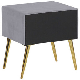 Wyld And Coco Grey Velvet Bedside Table With 1 Drawer, Gold-Tone Hairpin Legs, Small Minimalist Nightstand (W46 X D38 X H49Cm) - thumbnail 5