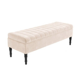 Safar 137Cm Ottoman Storage Bench - Plush Velvet Shoe Bench - Cream Lined Upholstery Storage Footstool - thumbnail 4