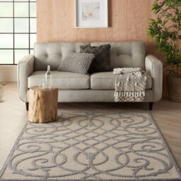 Cream Grey Outdoor Rug, Abstract Optical/ (3D) Stain-Resistant Rug For Patio Decks, Modern Outdoor Area Rug-239Cm X 300Cm - thumbnail 2