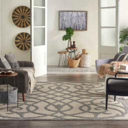 Cream Grey Outdoor Rug, Abstract Optical/ (3D) Stain-Resistant Rug For Patio Decks, Modern Outdoor Area Rug-239Cm X 300Cm - thumbnail 3