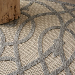 Cream Grey Outdoor Rug, Abstract Optical/ (3D) Stain-Resistant Rug For Patio Decks, Modern Outdoor Area Rug-239Cm X 300Cm - thumbnail 6