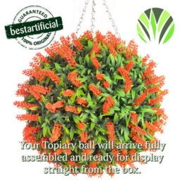 Best Artificial 38Cm Orange Lush Lavender Hanging Basket Flower Topiary Ball - Suitable For Outdoor Use - Weather & Fade Resistant - thumbnail 6
