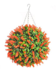Best Artificial 38Cm Orange Lush Lavender Hanging Basket Flower Topiary Ball - Suitable For Outdoor Use - Weather & Fade Resistant - thumbnail 1