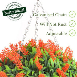 Best Artificial 38Cm Orange Lush Lavender Hanging Basket Flower Topiary Ball - Suitable For Outdoor Use - Weather & Fade Resistant - thumbnail 3