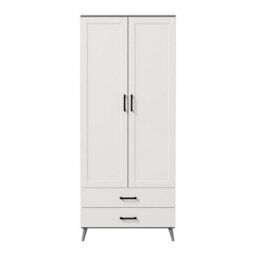 Urbn-Living Urbnliving 180Cm Height Grey Wardrobe With White 2 Door 2 Drawer Modern Bedroom Clothes Storage Hanging Rail - thumbnail 6