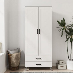 Urbn-Living Urbnliving 180Cm Height Grey Wardrobe With White 2 Door 2 Drawer Modern Bedroom Clothes Storage Hanging Rail - thumbnail 2
