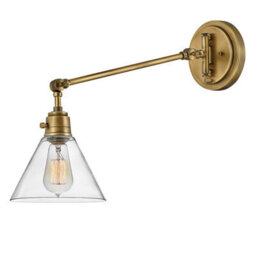 Luminosa Lighting Elstead Hinkley Arti Dome Wall Lamp Contemporary Heritage Brass, Clear Glass Shade 1X E27 - thumbnail 2