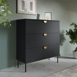 Arte Luxurious Black Chest Of Drawers 100Cm - Gold Accents, Soft-Close Drawers & Contemporary Storage For Elegant Bedrooms - thumbnail 5