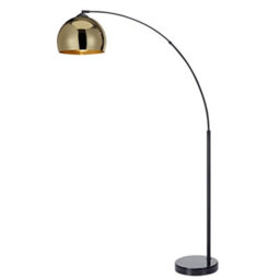 Teamson Home Arc Curved Standing Floor Lamp With Bell Shade & Marble Base - Gold/black Marble