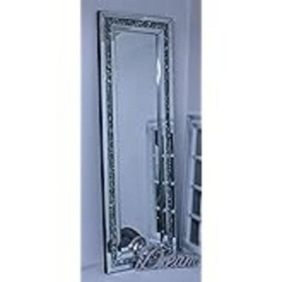Deenz New Diamond Crush Crystal Large Sparkly Silver Wall Mirror 120X40Cm Living Room The World's Largest Mirror Collection