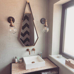 Industville Brooklyn Outdoor & Bathroom Wall Light, Copper Holder, Copper Ring, Globe Glass - thumbnail 3