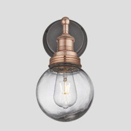 Industville Brooklyn Outdoor & Bathroom Wall Light, Copper Holder, Copper Ring, Globe Glass - thumbnail 2