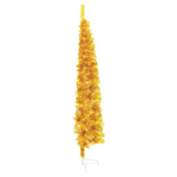 Berkfield Slim Artificial Half Christmas Tree With Stand Gold 240 Cm - thumbnail 5