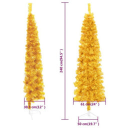 Berkfield Slim Artificial Half Christmas Tree With Stand Gold 240 Cm - thumbnail 9