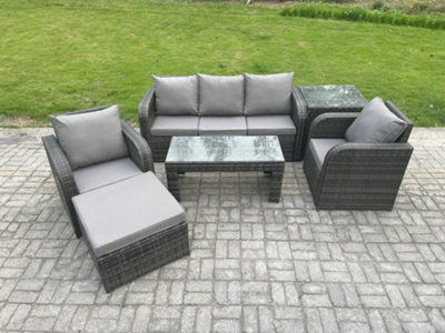 Fimous Wicker Rattan Garden Furniture Set Outdoor Lounge Sofa Set With Reclining Chair Coffee Table Side Table For Balcony - image 1