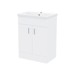 Nes Home Nanuya 600mm Freestanding Bathroom White Basin Sink Vanity Unit - thumbnail 5